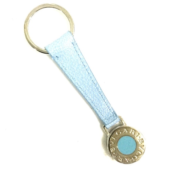 BVLGARI ••• Logo Embossed Leather Keyring - Picture 1 of 1